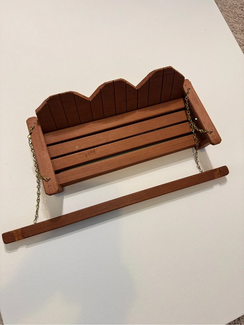 Handcrafted Vintage Wooden Doll Hanging Swing 11.5”